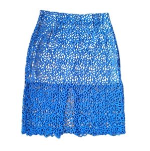 Blue Lace Midi Skirt